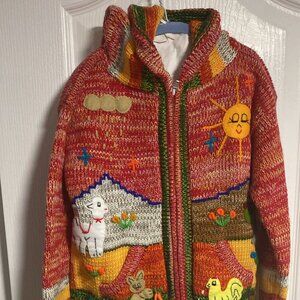 PERUVIAN WOOL SWEATER, ORANGE, KID, SIZE 6